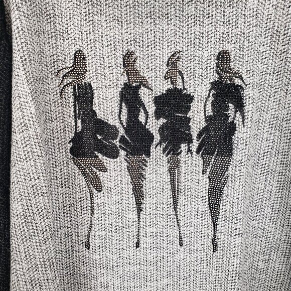 Joseph Ribkoff Silhouette Sweater Black Gray Rhinestone Style 214138 Size 6 - Picture 3 of 5